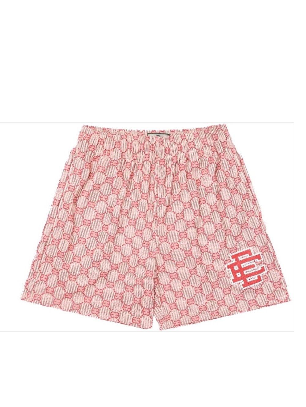 Eric Emanuel Shorts "Gucci Monogram" Sz XL Beige Red Logo Mesh Pockets EE